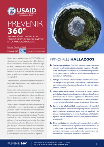 Prevenir 360º: Valoración económica del tráfico ilícito de fauna silvestre en la Amazonía peruana