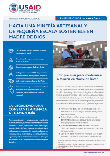 Hacia una minería artesanal y de pequeña escala sostenible en Madre de Dios