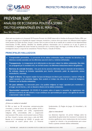Prevenir 360º. Análisis de economía política sobre delitos ambientales en el Perú