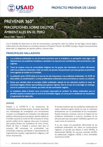 Prevenir 360º. Percepciones sobre los delitos ambientales en el Perú