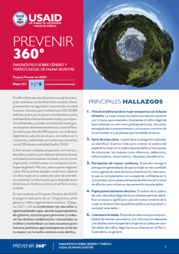 Prevenir 360º: Diagnóstico sobre género y tráfico ilegal de fauna silvestre