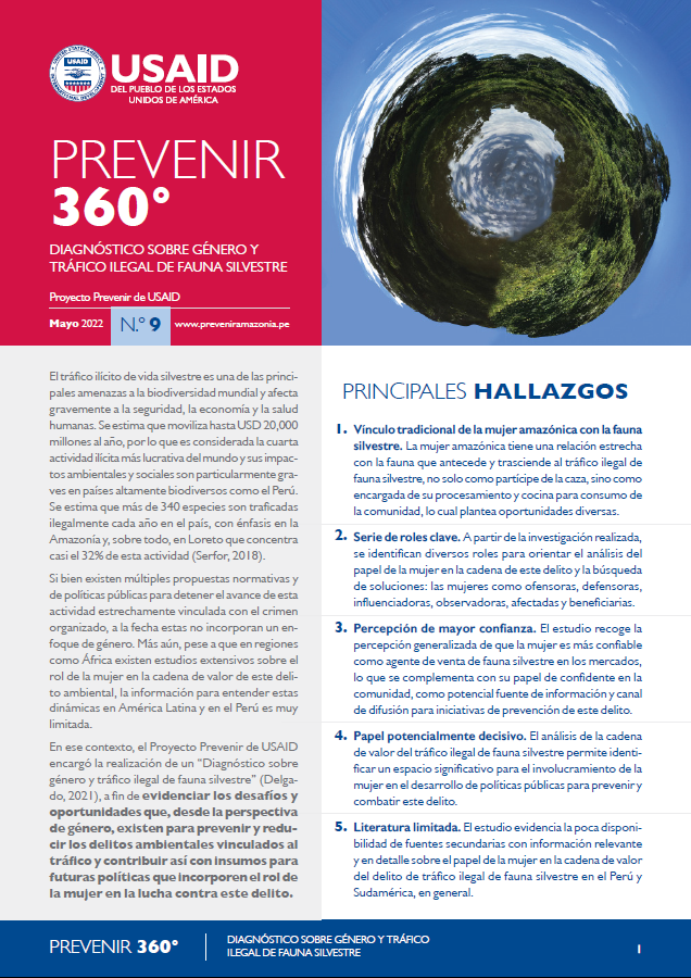 Prevenir 360º: Diagnóstico sobre género y tráfico ilegal de fauna silvestre